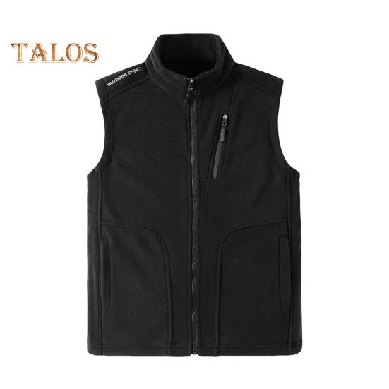 Men Polar Fleece Waistcoat Regular Fit Sleeveless Stand-Up Collar Vest Coat with Zipper Pockets Thermal Insulation Vest Jacket