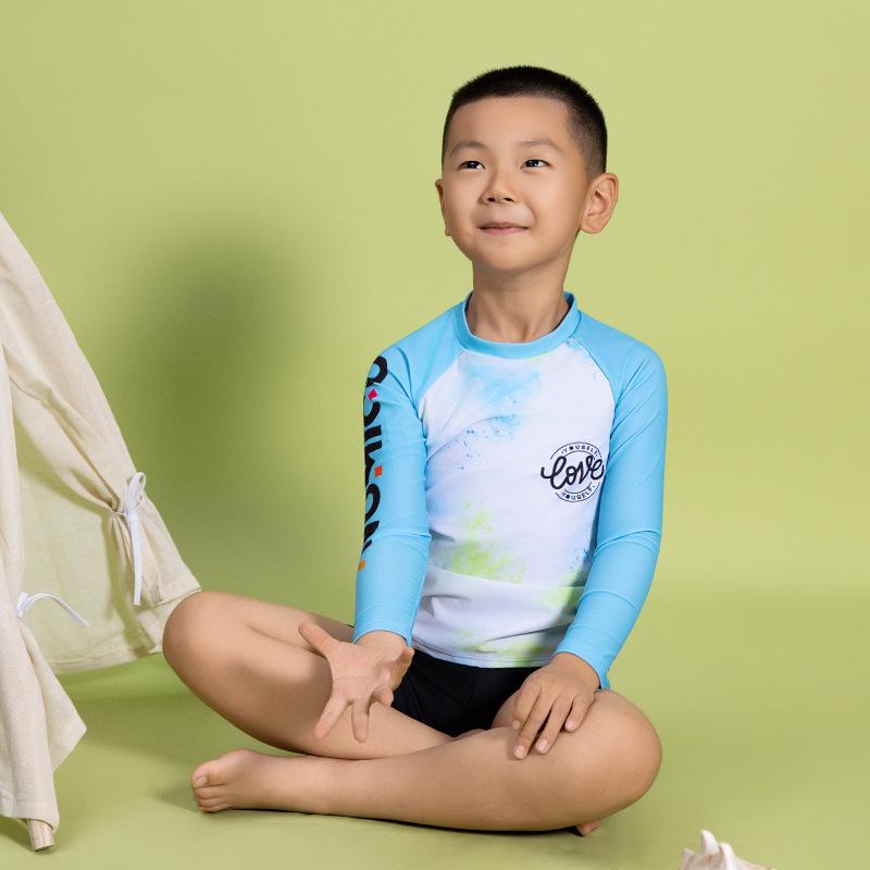 New Boys' Toddler Colorblock Long Sleeve Shorty Swimsuit
