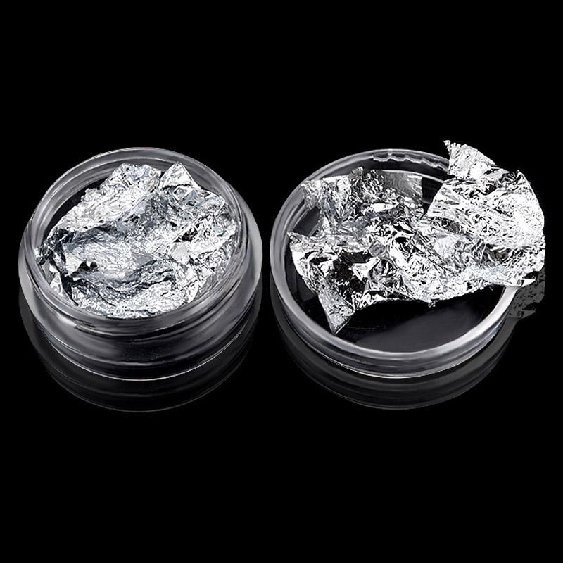 

1 коробка модной блестящей золотой и серебряной фольги для нейл-арта своими руками аксессуары для украшения ногтей принадлежности 1 PC серебряный