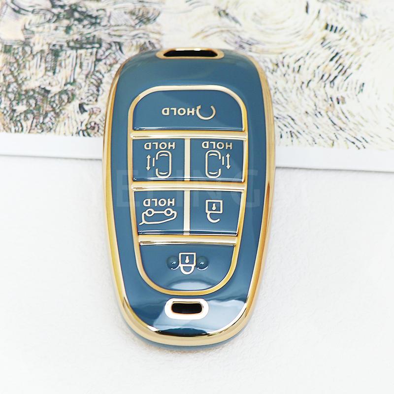 6 7 Buttons Tpu Car Key Cover Auto Shell Fob Case Keychain For Hyundai Santa Fe Tucson Nexo Nx4 Atos Solaris Prime