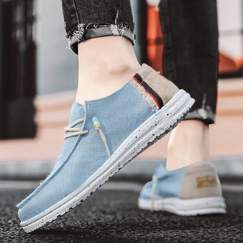 FashionSpring Summer Blue Men's Casual Boat Shoes Lightweight Slip-on Driving Shoes Men Low-cut Man Male Canvas Men Shoes Loafers