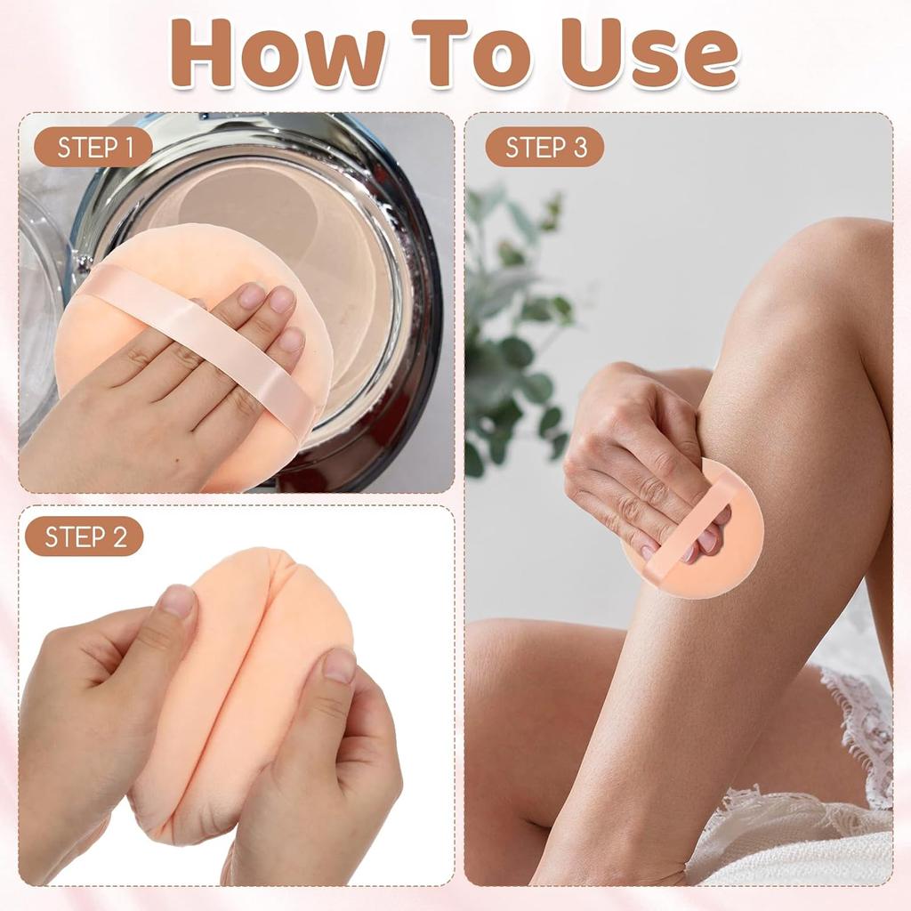 2Pcs Powder Puff, makeup Sponges 5 inch Cotton Super Soft Large Body Powder Puffs for Women Female for Face Cleaning Makeup Foundation Blending Gift