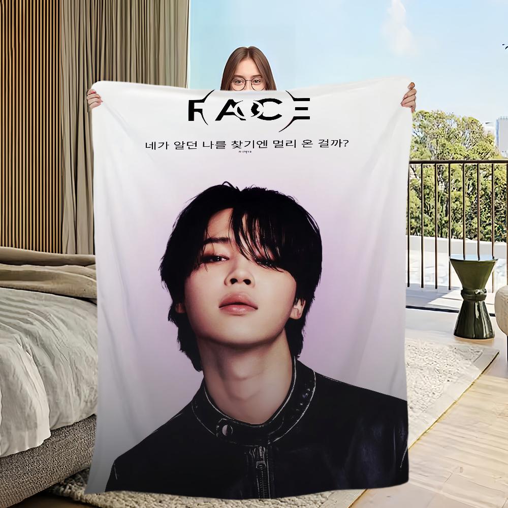 Blanket Flannel singer warm comfort soft plush blanket for J-Jimin sofa idol living room Kpop office bedroom travel gift