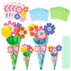 12pcs/set Mother's Day Flower Greeting Card Paper Handmade Mothers Day Card Flower Bouquet Greeting Card Thank You Card Gifts