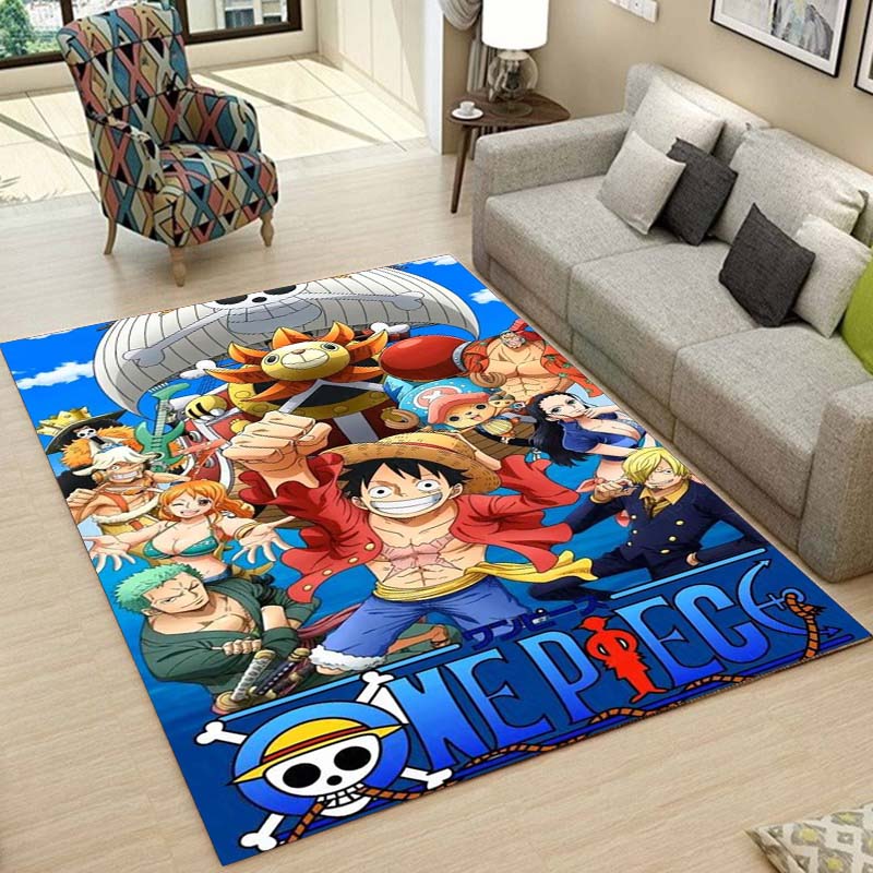 One Piece Straw Hat Pirates Square Floor Mat Living Room Bedroom Decor,Cartoon Welcome Mat