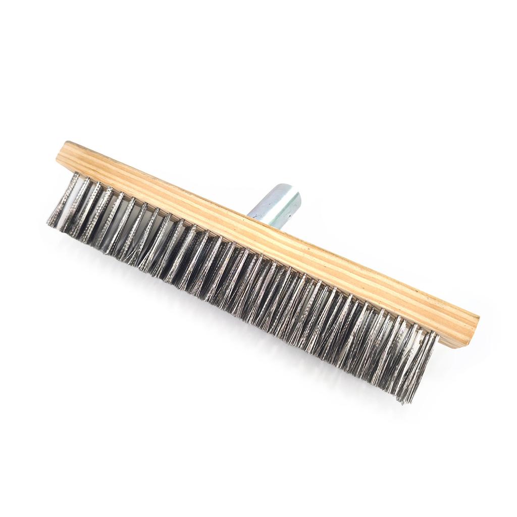 Steel Wire Broom Head Sweeping Brush Heavy Duty Outdoor Yard Brush Steel Bristles for Deck Scrub Decking Paving Patio
