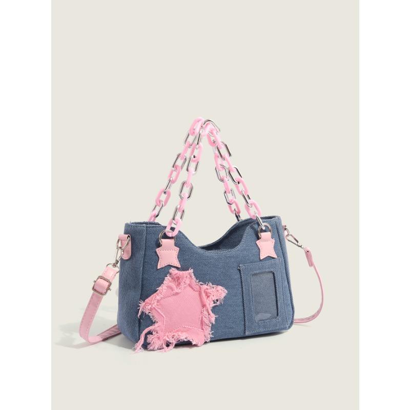 Heta Tjejers Lilla Matintag Medelmåttig Handväska Enaxlad Axelväska Damtrendig Denim Smärtväska Japansk Tjej Underarmsväska