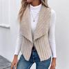 Women's Lapel Sleeveless Knit Vest Open Front Ribbed Waistcoat Casual Fall Winter Outerwear