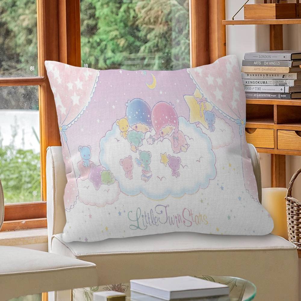 Cute L-Little T-Twin S-Stars Pillow Covers Cartoon Sofa Decorative Home Double-sided Printing Short Plush Cute Cushion Cover
