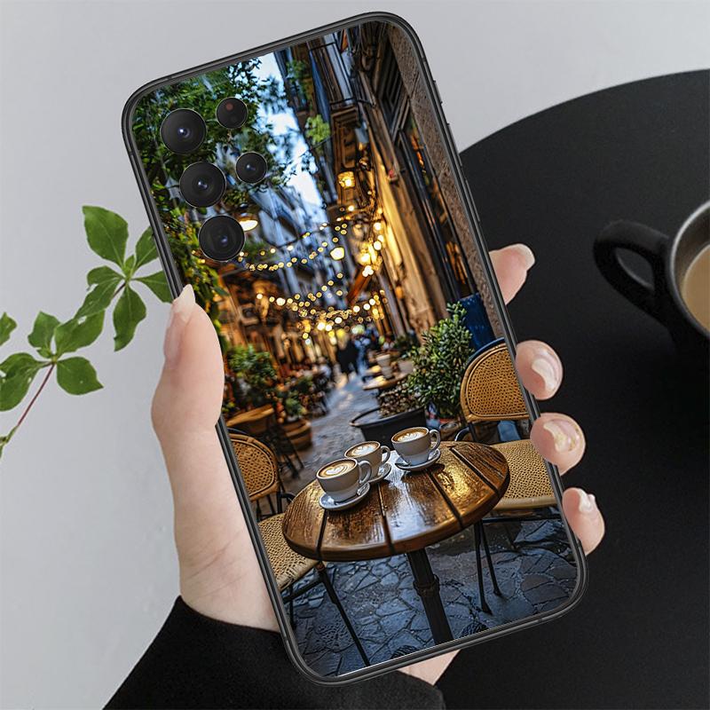Phone Case For Samsung A55 A16 A56 A36 A35 A15 A53 A54 A33 A34 A25 A05S A52 A52S A14 A26 A71 Coffee Cafe night Aesthetic