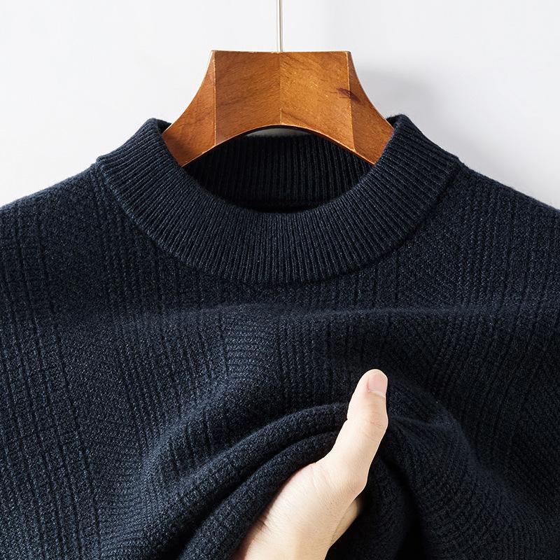 

Осенне-зимний новый свитер из чистой шерсти для молодых и мужчин среднего возраста, свитер из жаккардовой ткани с полуводолазкой, утолщенный свитер из чистой шерсти для мужчин 2XL