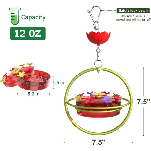 Hummingbird Feeder - Wide Mouth Nectar Feeder with Ant Moat, Easy-Refill Top & Leak-Proof, Unique Gift Outdoor Garden & Backyard Decor Hanging -