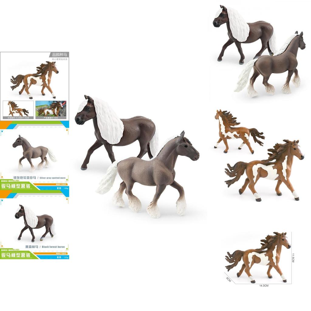 Beautiful Silver Gray Spotted Mare Model Lifelike Animal Figurine For Decoration