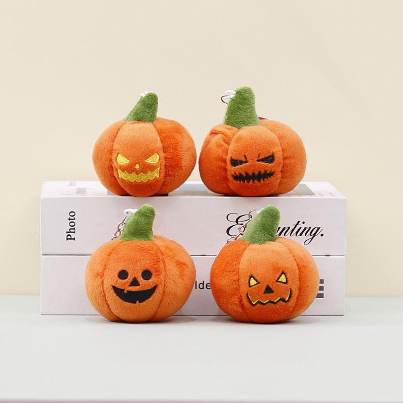 Cute Plush Pumpkin Ghost Keychain Adorable Halloween Decoration For Bags And Accessories