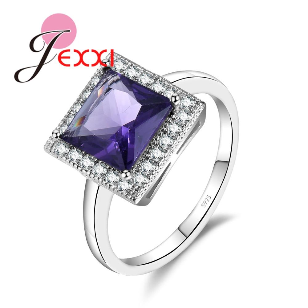 Square Shaped Big CZ Jewelry 925 Sterling Silver Color Color Ring Size 6 7 8 for Fashion Women Popular Engagement Ring Wholesale