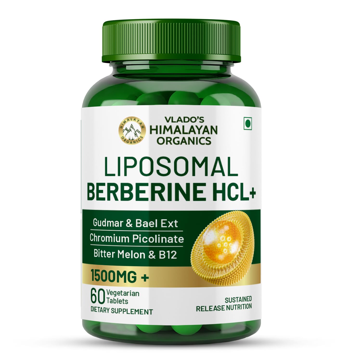 

Vlado s Himalayan Organics Liposomal Berberine HCL+ 1500mg+ 60 Veg Tablets for Metabolism & Hormonal Balance