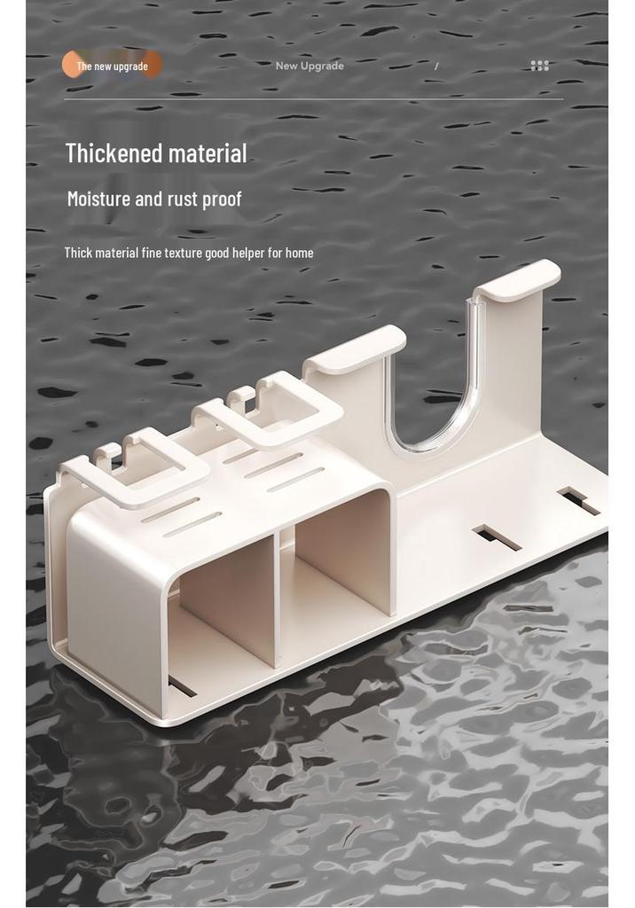 Wall-Mounted No-Drill Bathroom Stand: Electric Toothbrush & Hair Dryer Holder with Mouthwash Cup