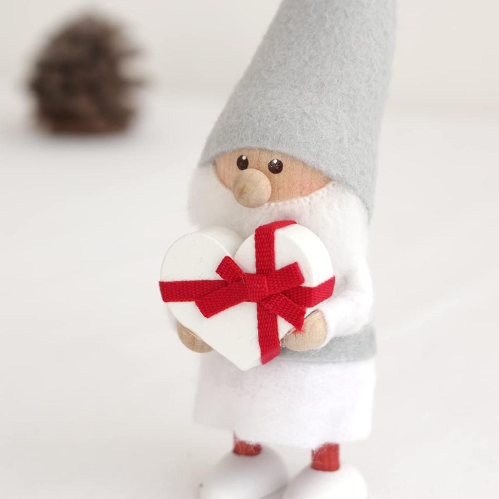 Nordica Nisse Christmas Wooden Doll Heartful Santa Silent Night White X Red