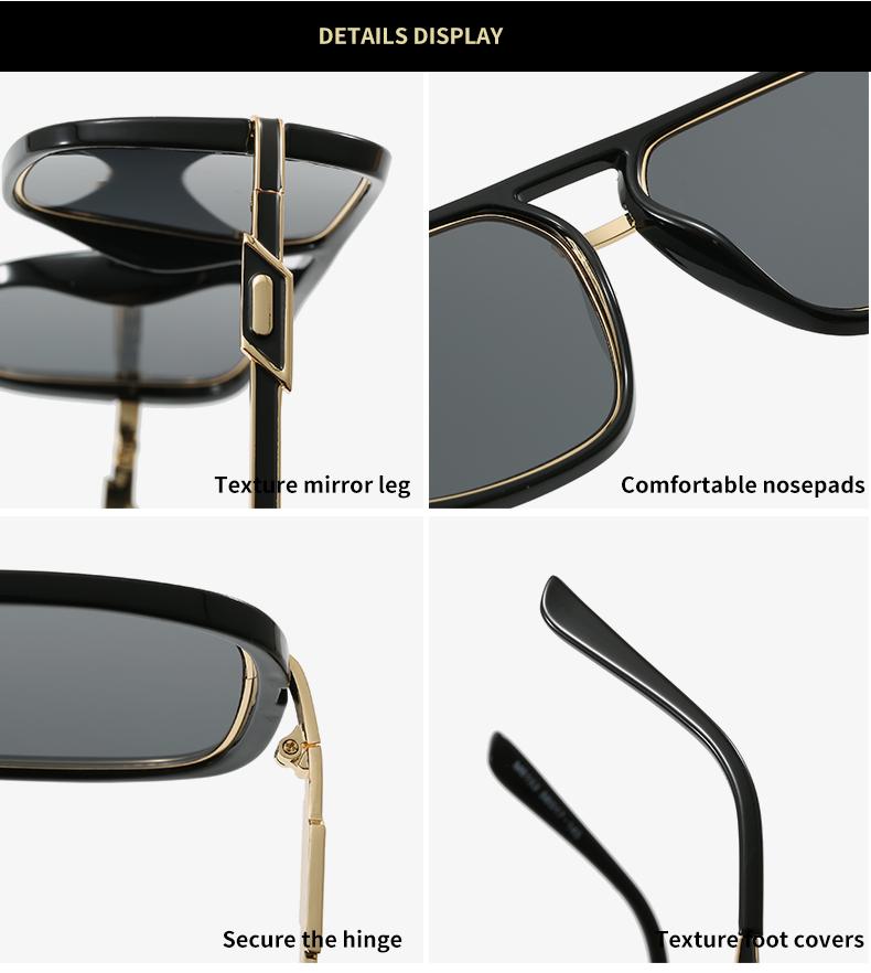 Oversize Sunglasses Fashion Square Metal Glasses Double Bridge Men Gradient Sunglasses Women Eyewear