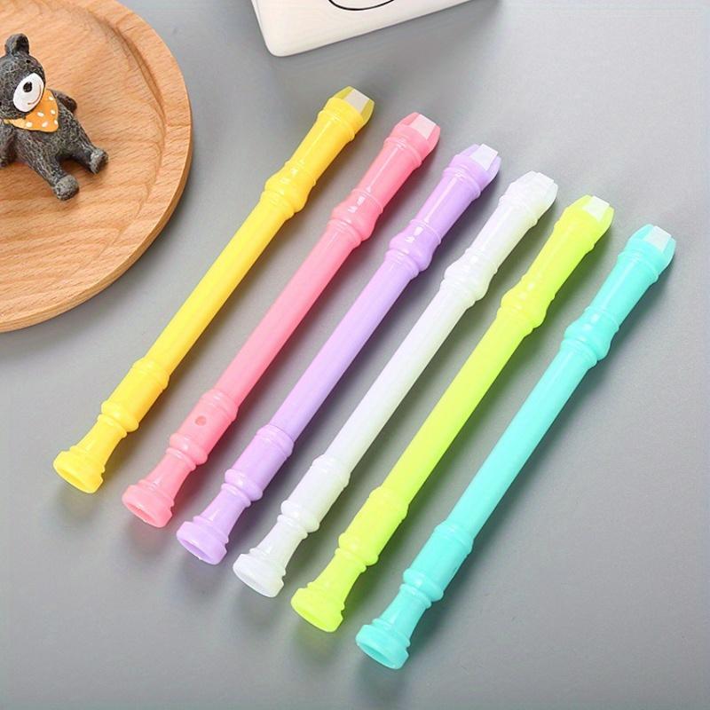 12pcs 0.5mm Creative Can Blow Flute Shape Neutral Pen Cute Cartoon Learning Stationery Water-based Signature Pen Back To School