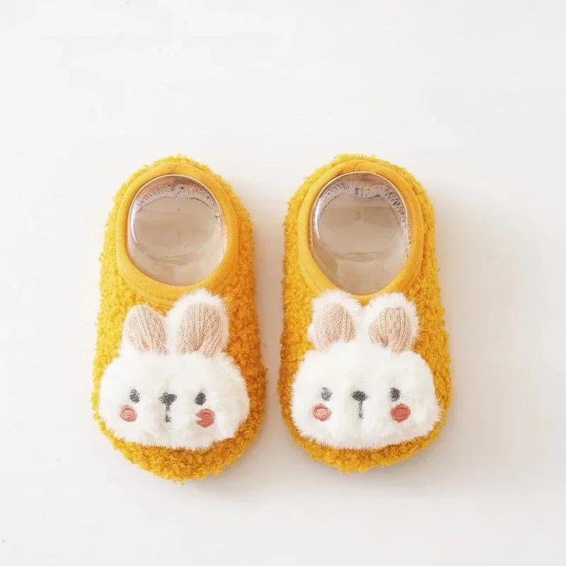 Cartoon Rabbit Baby Floor Socks Kids Plush Slippers Toddler Warm Shoes Children Soft Non-slip Prewalkers Indoor Home Slippers