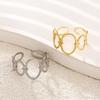 Geometric Oval Ring Stainless Steel Gold Color Women Trendy Minimalist Open Rings Zircon Gift Wholesale