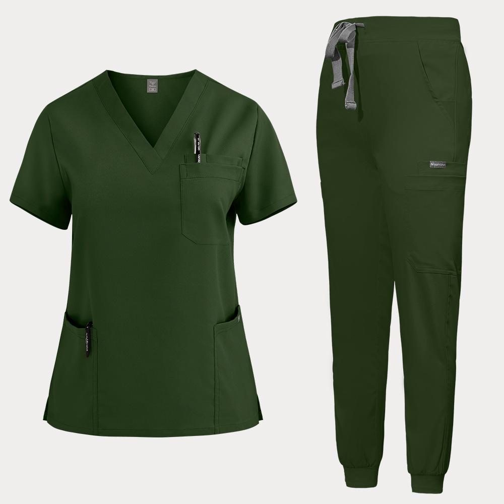 Unisex Short Sleeve Quick-Drying Scrub Suit for ICU Nurses - New Color, Elastic, Summer Wear.