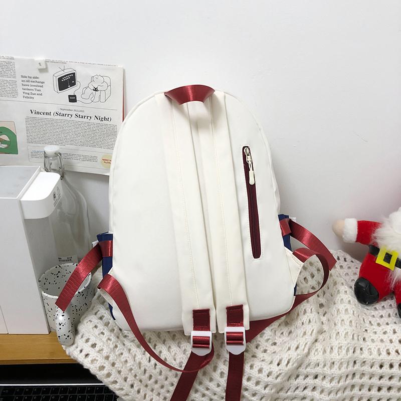 Student Block Color Schoolbag Women's College Style Backpack Large Capacity Backpack