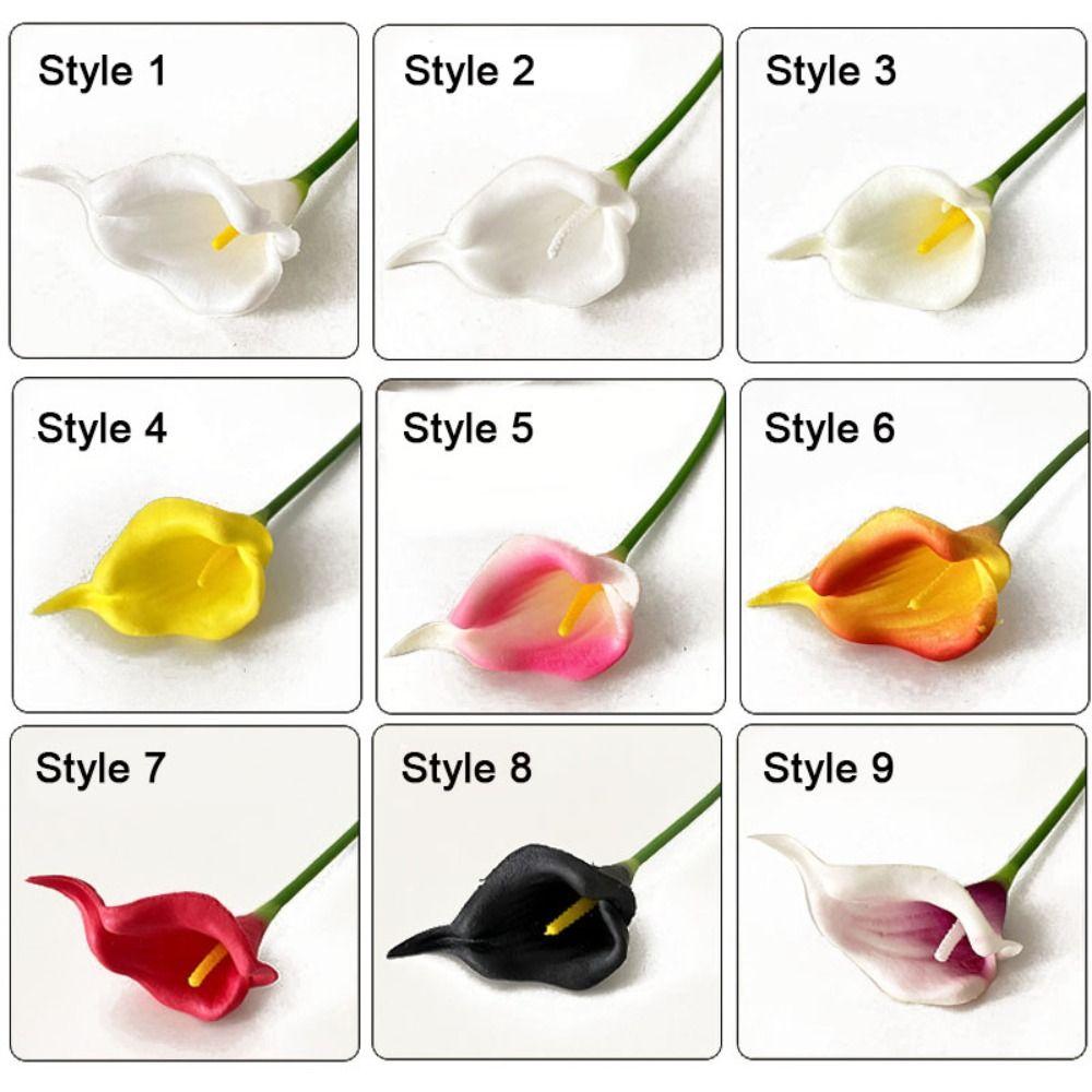 White Artificial Calla Lilies PU Fake Flower Photography Props Artificial Flower  Home Decoration