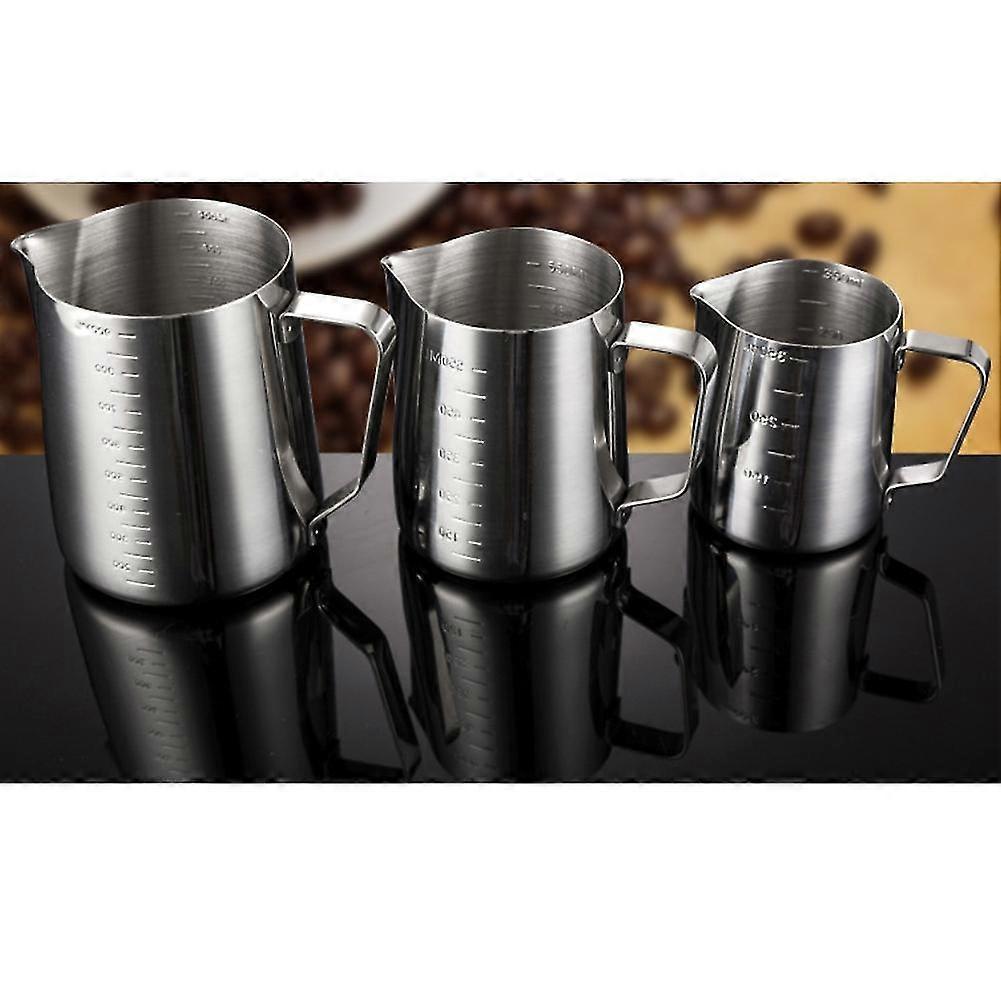 350/600/1000ml Milk Frothing Pitcher Stainless Steel Coffee Cup With Scale Q