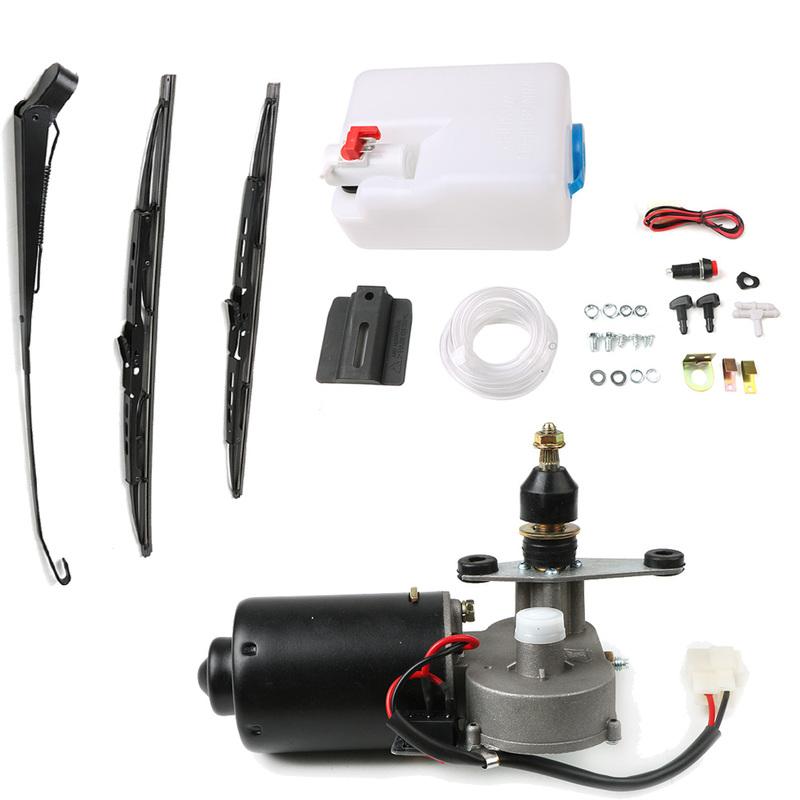 UTV Electric Windshield Wiper Motor Kit Wiper Assembly for Polaris Ranger Honda Washer Reservoir Pump Bottle Jet Wiper DC12V 30W