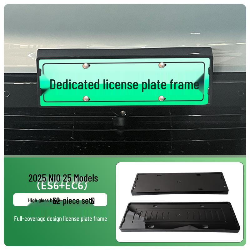 Green Energy License Plate Frame for 25 Nio Models: Fits ES6 & EC6, Fully Wrapped, Compliant with New Regulations