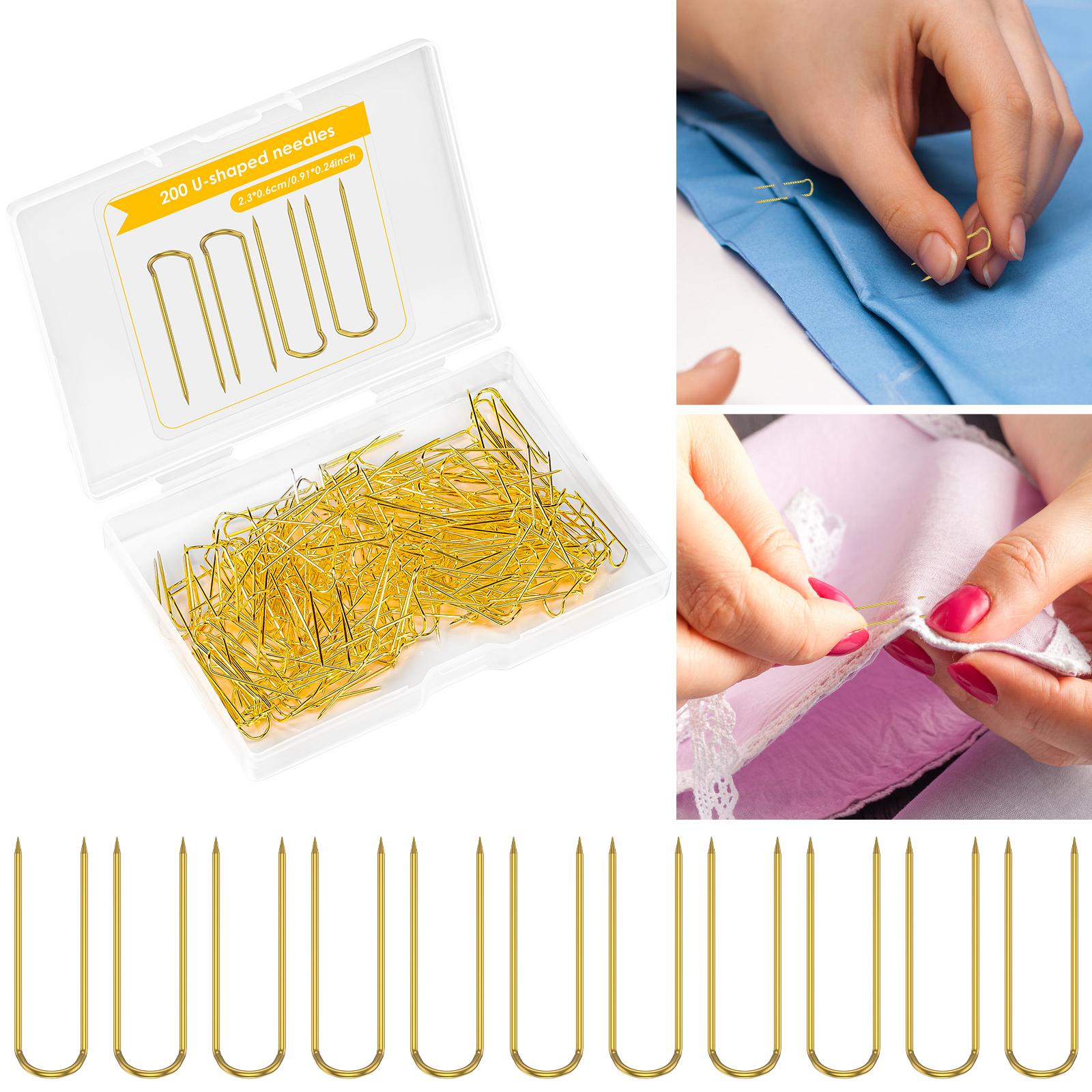 200/1500Pcs Sewing U Pins Fork Pins Quilting Double Blocking Pins Stainless Steel Quilting Pins DIY Jewelry Sewing Fabric Craft
