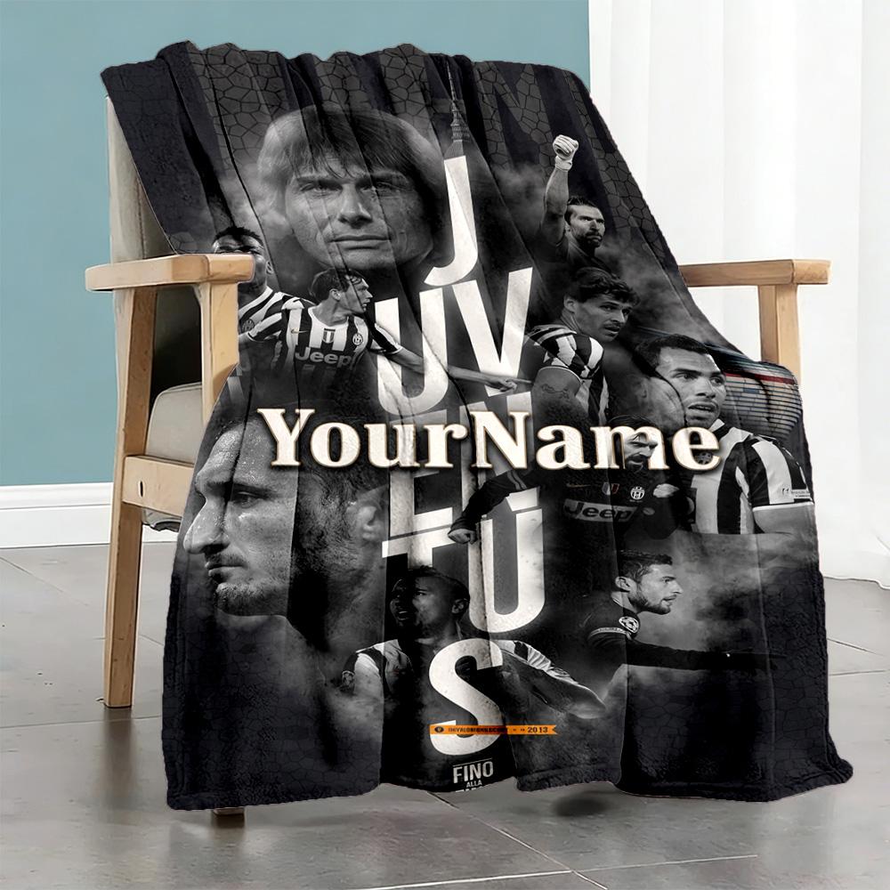Juventus Customize Your Name Blanket Cozy Customizable Blanket Soft Warm Cozy for Nap Picnics Bed Seaside Four Seasons Universal