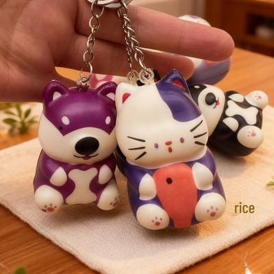 Katze & Hund PU Quetschspielzeug Schlüsselanhänger Anhänger - Langsam rückfedernder Taschenanhänger