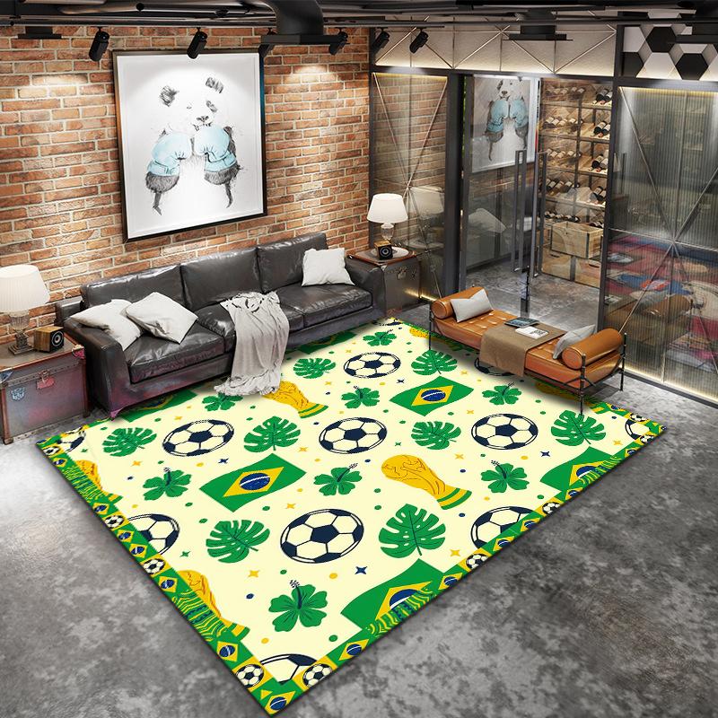 Tapete Quadrado com Padrão de Futebol da Copa do Mundo, Tapete de Área, Tapete para Sala de Estar, Quarto, Sofá, Sala de Brincar, Decoração, Tapete Antiderrapante, Presentes de Feriado e Aniversário