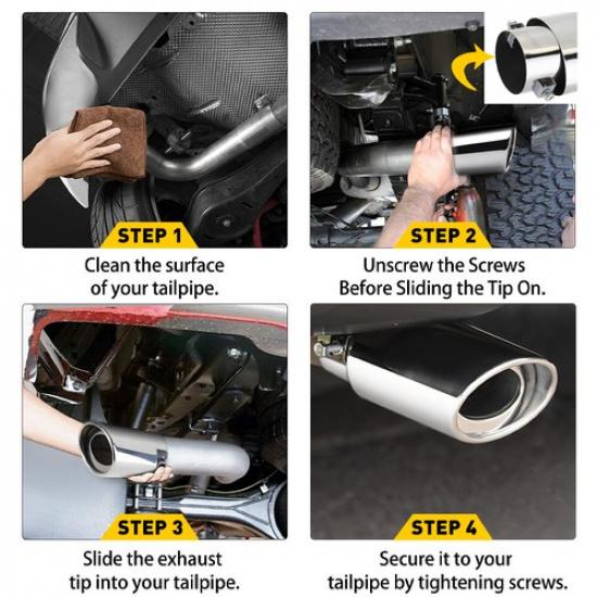 Auto Car Exhaust Pipe Rear Tail Muffler Chrome Stainless Steel Tip Accessories V
