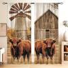 2pcs- Farmhouse Style Ox Pattern - Printed Curtains   Window Decoration   Home Decoration   Room Decoration