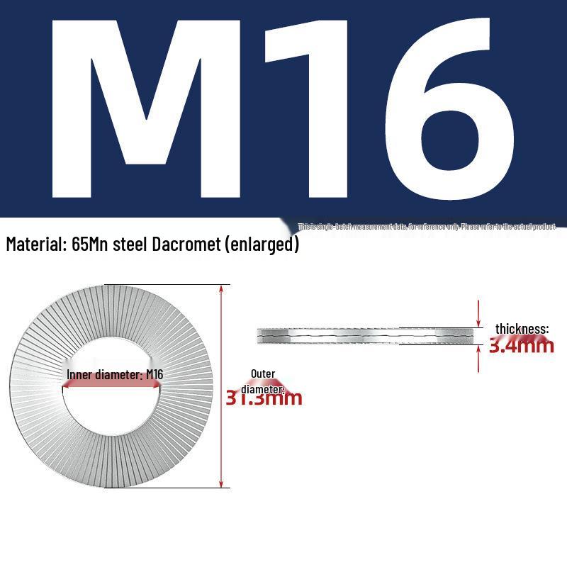 304 Stainless Steel Double Stack Self-Locking Washer with 65Mn Manganese, Anti-Loosening, Double-Sided Tooth Layer