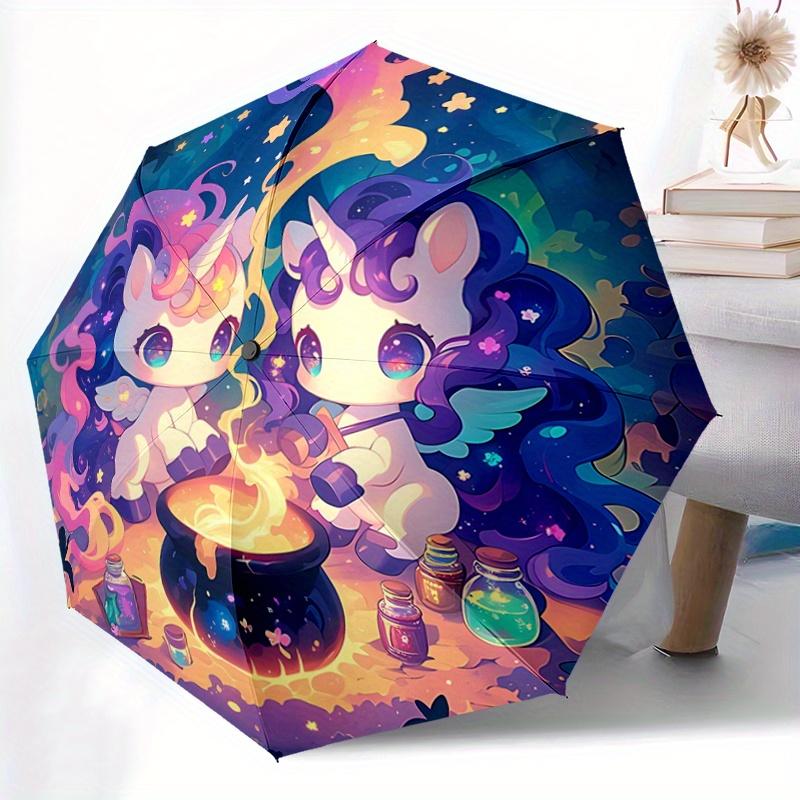 1pc Two Cute Unicorns Automatic Opening and Closing Umbrella - Suitable for Various Occasions, Outdoor Activities, Lightweight and Durable Automa