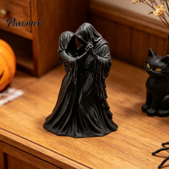 Niche Gotische Verzamelingen Dansend Lijkwade Man en Vrouw Beeldje, 3D Geprint Gehuifd Skelet Spookachtige Cadeaus Standbeeld, Donkere Esthetiek Tafelblad Decoratie,