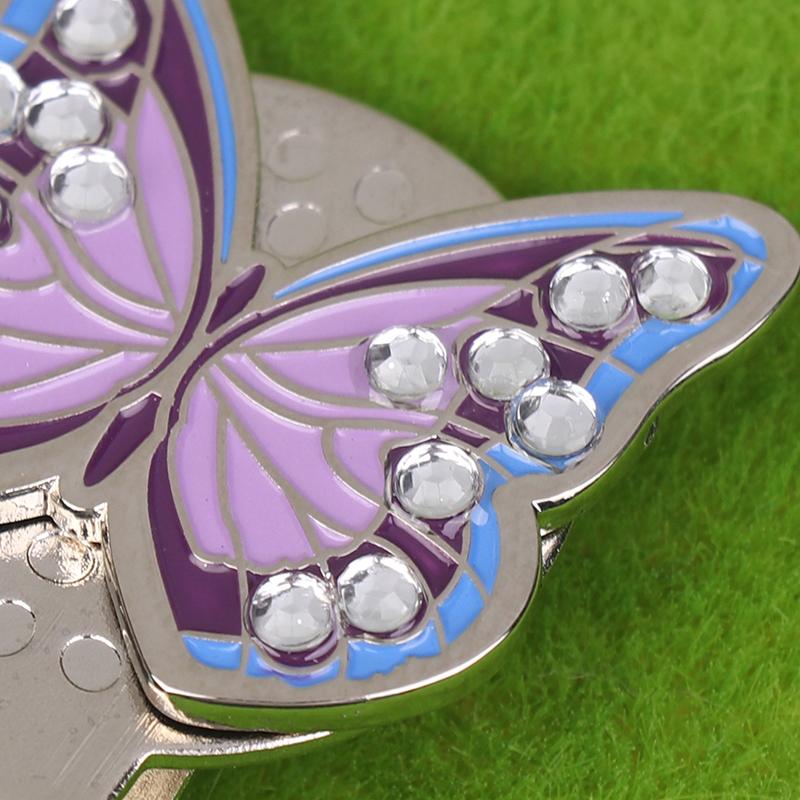 Marker do czapki z daszkiem w kształcie motyla z cyrkoniami z magnetycznym klipsem do kapelusza, odporny na rdzę, trwały marker dla miłośników golfa mężczyzn i kobiet