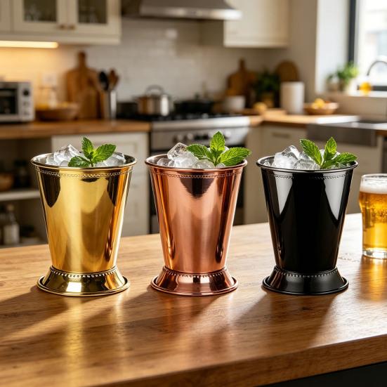 Cocktail Glass Stainless Steel Julep Cups 400ml Reusable Southern-style Wine Glass Elegant Metal Drinkware for Home Bar
