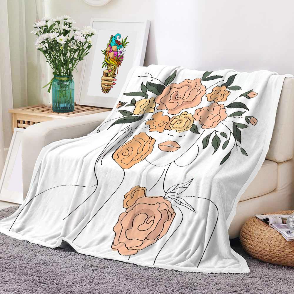 Mondrian Art Digital-printed Polyester Bedroom Velvet Flannel Soft Sofa Cover Blanket Fleece Soft Sofa Cover Blankets for Beds
