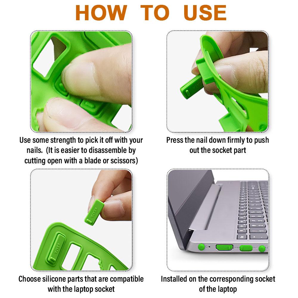 SW 16Pcs/Set Silicone Dust Plug for Laptop Dust Covers Notebook Computer Port Dust Plugs Stoppers HDMI USB RJ45 Interface Cover