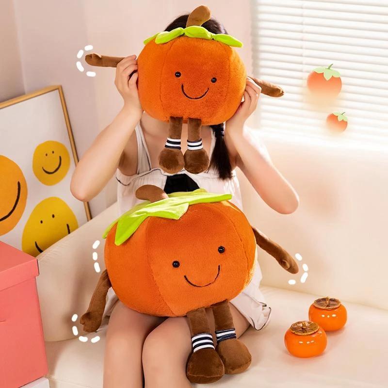 1Pc Cartoon Fruit Persimmon Tomato Plush Stuffed Doll Vegetable with Leg Soft Plush Toy Sofa Decor Kid Birthday Gift
