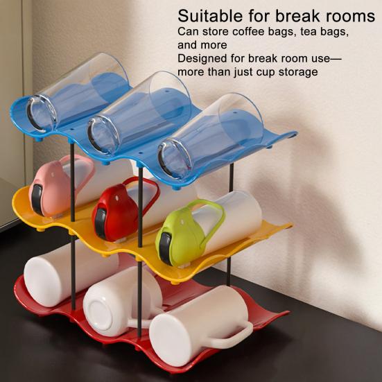 Wave Board Water Cup Holder, Vertical Storage Space Saving Design, Stable Assembled Wave Slot Easy Access Kitchen Organizer