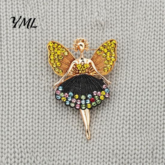 Alloy Lapel Pin Sparkling Rhinstone Ballet Fairy Brooch, Winged Dancer Girl Pin, Women Jewelry Accessories for Suit Dress Coat Scarf Elegant
