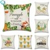 Summer Pineapple Truck Bicycle Printed Decorative Throw Pillow Case Linen Cushion Cover Almofada Home Sofa Car Decortive