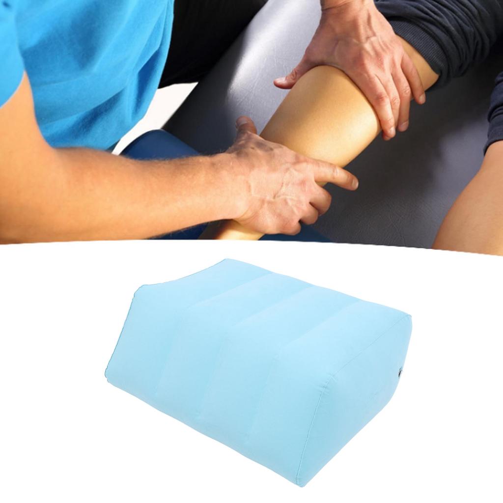 Inflatable Leg Elevation Pillow PVC Flocking Portable Inflatable Leg Wedge Pillow for Sleeping Swelling Blue